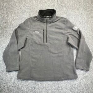 Eddie Bauer Fleece Pullover Mens XL Gray Excellent Quarter‎ Zip Graphics